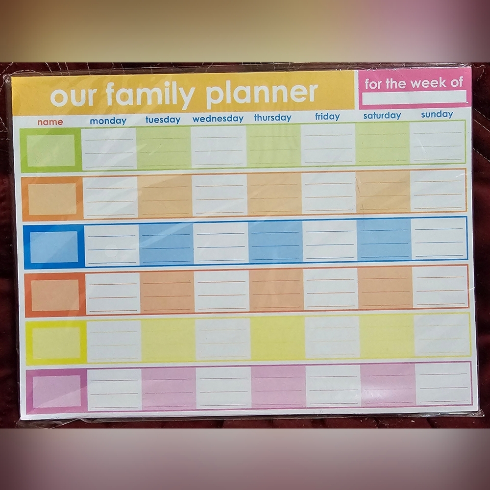 Colorful Weekly Family Planner (Magnetic with Tear Off Pages)